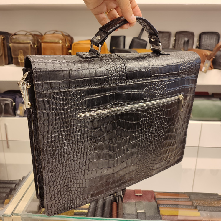 کیف کلاسوری فولدری دسته دار چرمی کروکو مدل C723