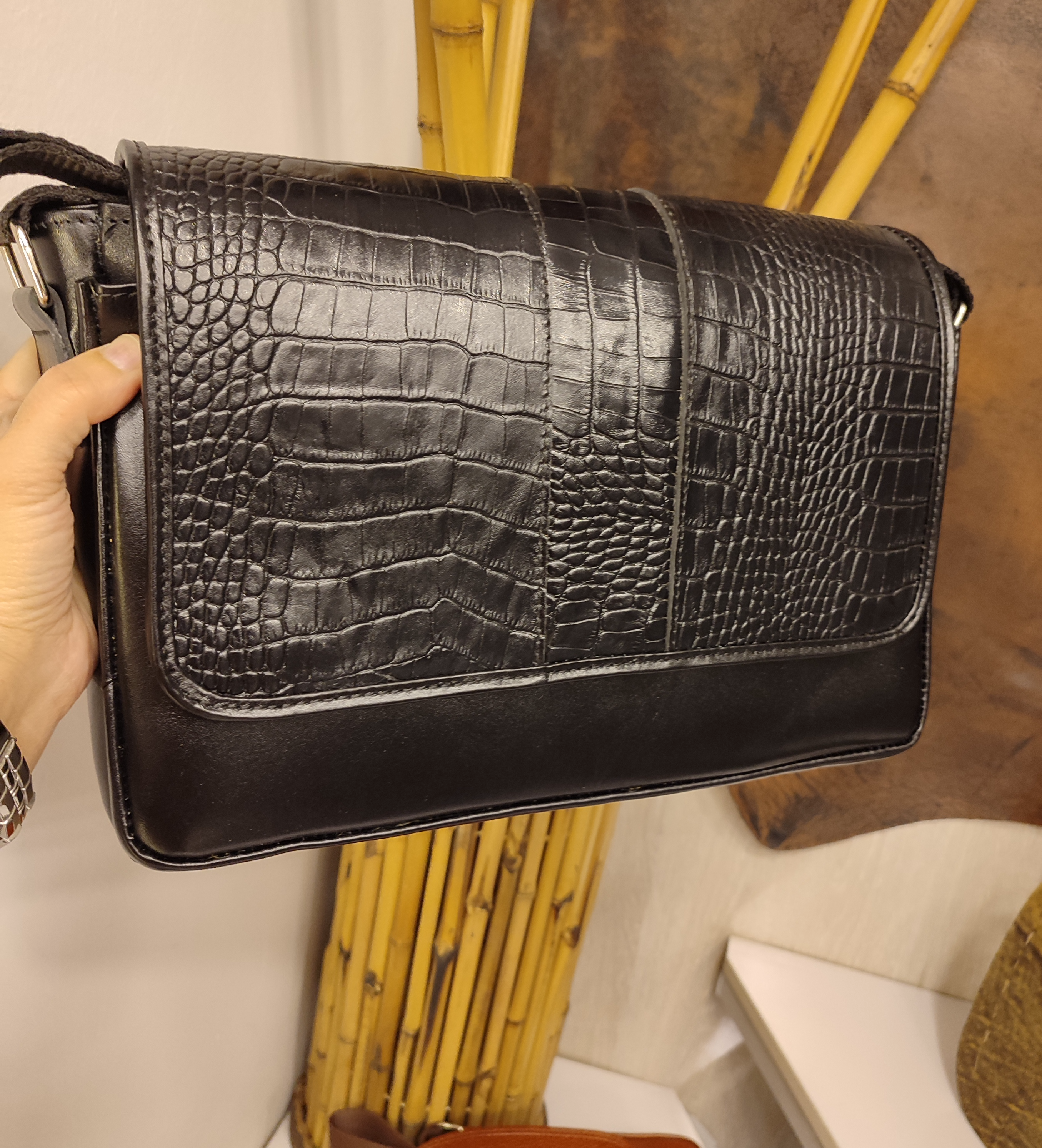 کیف اداری کوچک چرمی‌ مشکی مدل C364