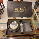 نیم ست چرمی مردانه مشکی اعلا با جعبه و واکس مدل C785